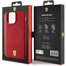 Заредете изображение във визуализатора на галерията – Ferrari Silicone Printed Ring MagSafe case for iPhone 15 Pro Max - red
