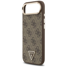 Заредете изображение във визуализатора на галерията – GUESS case for IPHONE 17 Air compatible with MagSafe GUHMP17MP4GTDGMW (4G PU W/ Triangle Logo) gold brown
