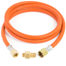 Заредете изображение във визуализатора на галерията – Reduction connection to a tourist gas cylinder G 3/8" L - 7/16" hose 1.5 m
