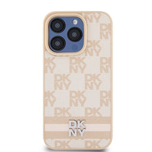 Заредете изображение във визуализатора на галерията – Original Case DKNY hardcase Leather Checkered Mono Pattern &amp; Printed Stripes DKHCP15LPCPTSSP for Iphone 15 Pro pink
