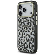 Заредете изображение във визуализатора на галерията – GUESS case for IPHONE 17 Pro compatible with MagSafe GUHMP17LHLEGTGLK (PC TPU W/ Leopard Glitter) black
