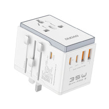 Заредете изображение във визуализатора на галерията – Dudao A35Pro 35W EU / UK / AUS / US / JP travel adapter 3x USB-C 2x USB-A - white
