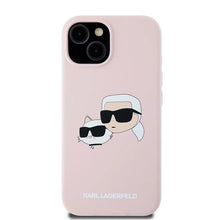 Заредете изображение във визуализатора на галерията – Karl Lagerfeld Silicone Karl&amp;Choupette MagSafe case for iPhone 15 / 14 / 13 - pink
