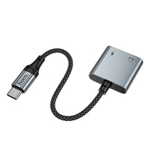 Заредете изображение във визуализатора на галерията – Adapter AUX USB C to 2x USB C max 10W Hoco UPA34A UPA34A gray
