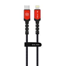 Заредете изображение във визуализатора на галерията – Blavec Cable Raptor braided - Type C to Lightning - PD 20W 2,4A 1 metre (CRA-CL24BR10) black-red
