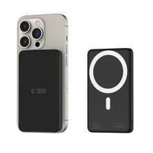 Заредете изображение във визуализатора на галерията – Tech-Protect LifeMag PB9 Powerbank with MagSafe 5000mAh 15W USB-C / Lightning ports - black + USB-C cable
