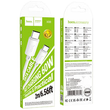 Заредете изображение във визуализатора на галерията – Cable USB C to USB C Hoco 3A 60W 2 m X88 white

