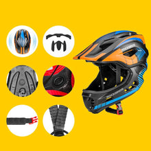 Заредете изображение във визуализатора на галерията – Children's bicycle helmet with detachable visor Rockbros TT-32SOBL-S size S - black and orange

