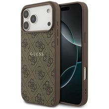 Заредете изображение във визуализатора на галерията – GUESS case for IPHONE 17 Pro Max compatible with MagSafe GUHMP17XG4GFRW (PU 4G Ring Classic Logo) brown
