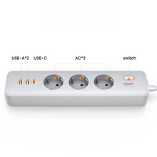 Заредете изображение във визуализатора на галерията – Ugreen CD286 extension cable 3x AC 2x USB-A 1x USB-C 30W with switch - white

