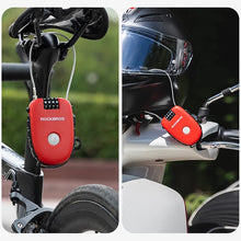 Заредете изображение във визуализатора на галерията – Rockbros 32420981001 bicycle lock with retractable cable - red
