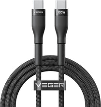 Заредете изображение във визуализатора на галерията – Cable Typ C to Typ C VEGER PD 5A 100W CC05 1,5 m black
