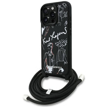 Заредете изображение във визуализатора на галерията – KARL LAGERFELD case for IPHONE 16 PRO MAX KLHCP16XPGGRMPCK compatible with MagSafe (CRSSBY Grained PU W/ Pattern &amp; Logo) black
