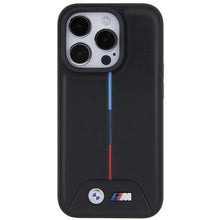 Заредете изображение във визуализатора на галерията – BMW Quilted Tricolor case for iPhone 15 Pro Max - black
