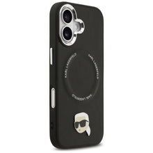 Заредете изображение във визуализатора на галерията – KARL LAGERFELD case for IPHONE 17 compatible with MagSafe KLHMP17SPSMLRKLK (PU Karl Pin) black
