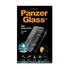 Заредете изображение във визуализатора на галерията – PanzerGlass E2E Super+ Microfracture antibacterial tempered glass for iPhone 12 / 12 Pro - with black frame
