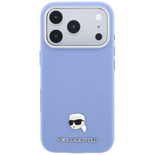 Заредете изображение във визуализатора на галерията – Гръб KARL LAGERFELD за IPHONE 18 Pro/ 17 Pro с MagSafe (Grained Karl Head Metal) - светлосин – снимка 2
