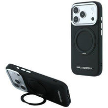 Заредете изображение във визуализатора на галерията – Гръб KARL LAGERFELD за IPHONE 18 Pro/17 Pro с MagSafe (Ring Stand 360 Saffiano Classic Logo) - черен – снимка 7
