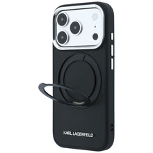 Заредете изображение във визуализатора на галерията – Гръб KARL LAGERFELD за IPHONE 18 Pro/17 Pro с MagSafe (Ring Stand 360 Saffiano Classic Logo) - черен – снимка 6
