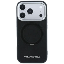 Заредете изображение във визуализатора на галерията – Гръб KARL LAGERFELD за IPHONE 18 Pro/17 Pro с MagSafe (Ring Stand 360 Saffiano Classic Logo) - черен – снимка 3
