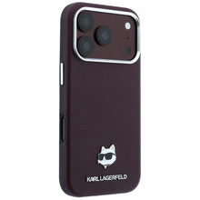 Заредете изображение във визуализатора на галерията – Гръб KARL LAGERFELD за IPHONE 18 Pro Max/ 17 Pro Max с MagSafe (Grained Choupette Head Metal) - бордо – снимка 2
