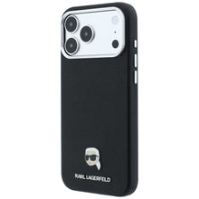 Заредете изображение във визуализатора на галерията – Гръб KARL LAGERFELD за IPHONE 18 Pro Max/ 17 Pro Max с MagSafe (Grained Karl Head Metal) - черен
