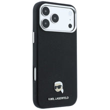 Заредете изображение във визуализатора на галерията – Гръб KARL LAGERFELD за IPHONE 18 Pro Max/ 17 Pro Max с MagSafe (Grained Karl Head Metal) - черен – снимка 2
