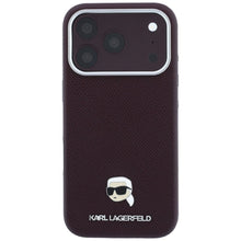 Заредете изображение във визуализатора на галерията – Гръб KARL LAGERFELD за IPHONE 18 Pro Max/ 17 Pro Max с MagSafe (Grained Karl Head Metal) - бордо – снимка 6
