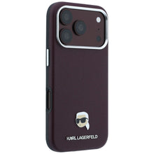 Заредете изображение във визуализатора на галерията – Гръб KARL LAGERFELD за IPHONE 18 Pro Max/ 17 Pro Max с MagSafe (Grained Karl Head Metal) - бордо
