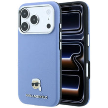 Заредете изображение във визуализатора на галерията – Гръб KARL LAGERFELD за IPHONE 18 Pro Max/ 17 Pro Max с MagSafe (Grained Karl Head Metal) - светлосин – снимка 8
