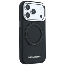 Заредете изображение във визуализатора на галерията – Гръб KARL LAGERFELD за IPHONE 18 Pro Max/17 Pro Max с MagSafe (Ring Stand 360 Saffiano Classic Logo) - черен – снимка 4
