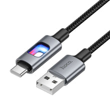 Заредете изображение във визуализатора на галерията – LED кабел USB A към USB C Hoco 3A 1,2 m U144 - черен
