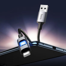 Заредете изображение във визуализатора на галерията – LED кабел USB A към USB C Hoco 3A 1,2 m U144 - черен – снимка 5
