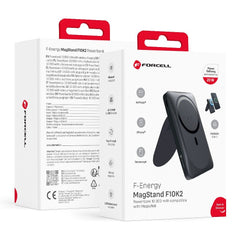 Външна батерия с MagSafe Forcell F-Energy MagStand F10K2 QC3.0 PD 5A 20W 10000 mAh - черна