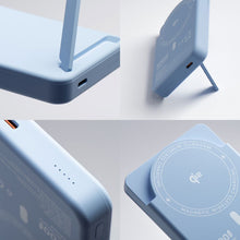 Заредете изображение във визуализатора на галерията – Външна батерия с MagSafe Forcell F-Energy MagStand QI2 F5K10 QC3.0 PD3.0 20W 5000 mAh - светлосиня – снимка 8
