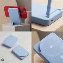 Заредете изображение във визуализатора на галерията – Външна батерия с MagSafe Forcell F-Energy MagStand QI2 F5K10 QC3.0 PD3.0 20W 5000 mAh - светлосиня – снимка 9
