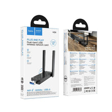 Заредете изображение във визуализатора на галерията – Мрежова карта WiFi 6 USB A (2 антени) Hoco HI34 - черна – снимка 7
