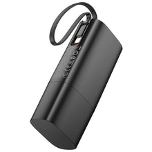 Заредете изображение във визуализатора на галерията – Външна батерия 5000 mAh QC PD 20W 2A с вграден кабел USB C Hoco J148 - черна
