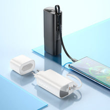 Заредете изображение във визуализатора на галерията – Външна батерия 5000 mAh QC PD 20W 2A с вграден кабел USB C Hoco J148 - черна – снимка 3
