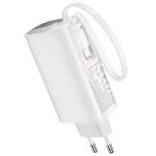 Заредете изображение във визуализатора на галерията – Външна батерия 5000 mAh QC PD 20W 2A с вграден кабел USB C Hoco J148 - бяла – снимка 2
