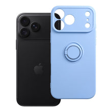 Заредете изображение във визуализатора на галерията – Гръб Silicone Ring за iPhone 18 Pro Max / 17 Pro Max с пръстен - светлосин
