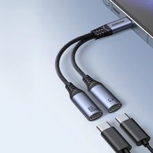 Заредете изображение във визуализатора на галерията – Joyroom SY-C03 USB-C to 2x USB-C 2in1 DAC adapter - black
