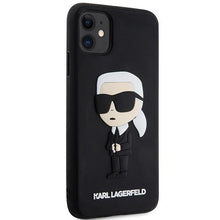 Заредете изображение във визуализатора на галерията – Karl Lagerfeld KLHCN613DRKINK iPhone 11 / Xr 6.1" black/black hardcase Rubber Ikonik 3D

