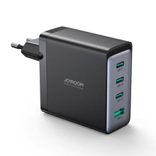 Заредете изображение във визуализатора на галерията – Joyroom JR-TCG04EU 100W GaN charger 3x USB-C USB-A + USB-C / USB-C cable 100W - black
