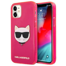 Заредете изображение във визуализатора на галерията – Karl Lagerfeld KLHCP12SCHTRP iPhone 12 mini 5,4" różowy/pink hardcase Glitter Choupette Fluo
