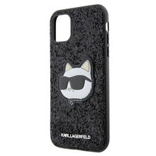 Заредете изображение във визуализатора на галерията – Original Pouch KARL LAGERFELD Glitter Choupette Patch KLHCN61G2CPK for Iphone 11/ Xr Black
