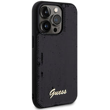 Заредете изображение във визуализатора на галерията – Original faceplate case GUESS GUHCP13LPS for iPhone 13 Pro (Sequin Script Metal  / black)
