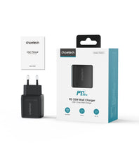 Заредете изображение във визуализатора на галерията – Choetech PD6051 USB-C USB-C PD 35W GaN wall charger with display - black
