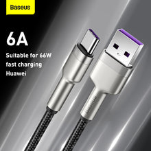 Заредете изображение във визуализатора на галерията – Baseus Cable Cafule Metal - USB to Type C - 66W 1 metre (CAKF000101) black
