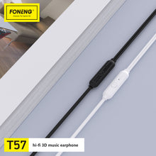 Заредете изображение във визуализатора на галерията – Foneng Earphones T57 with microphone white
